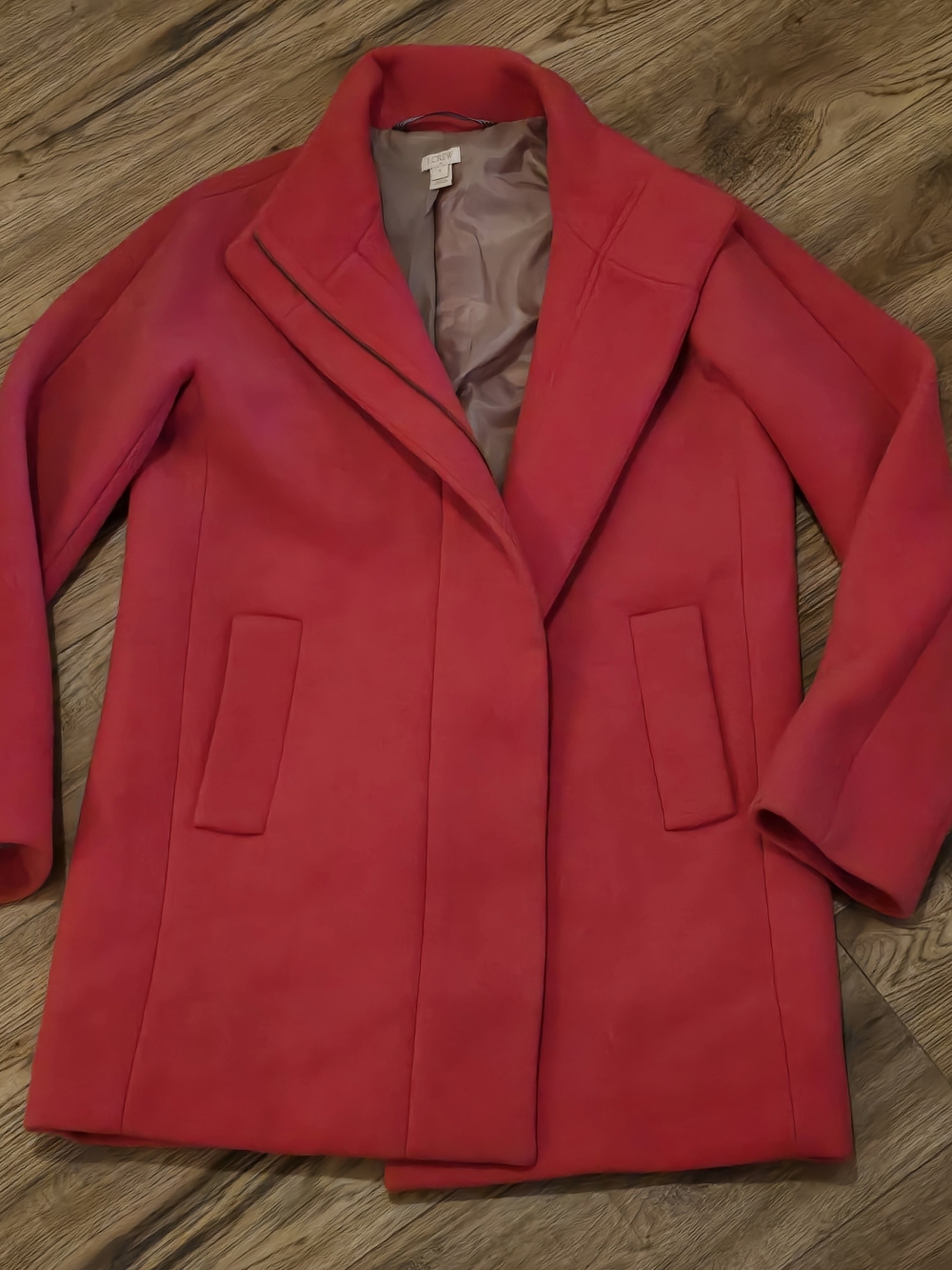 J.Crew Italian Stadium-Cloth Wool Cocoon Coat - Bright Cerise / Pink Red, Size 6